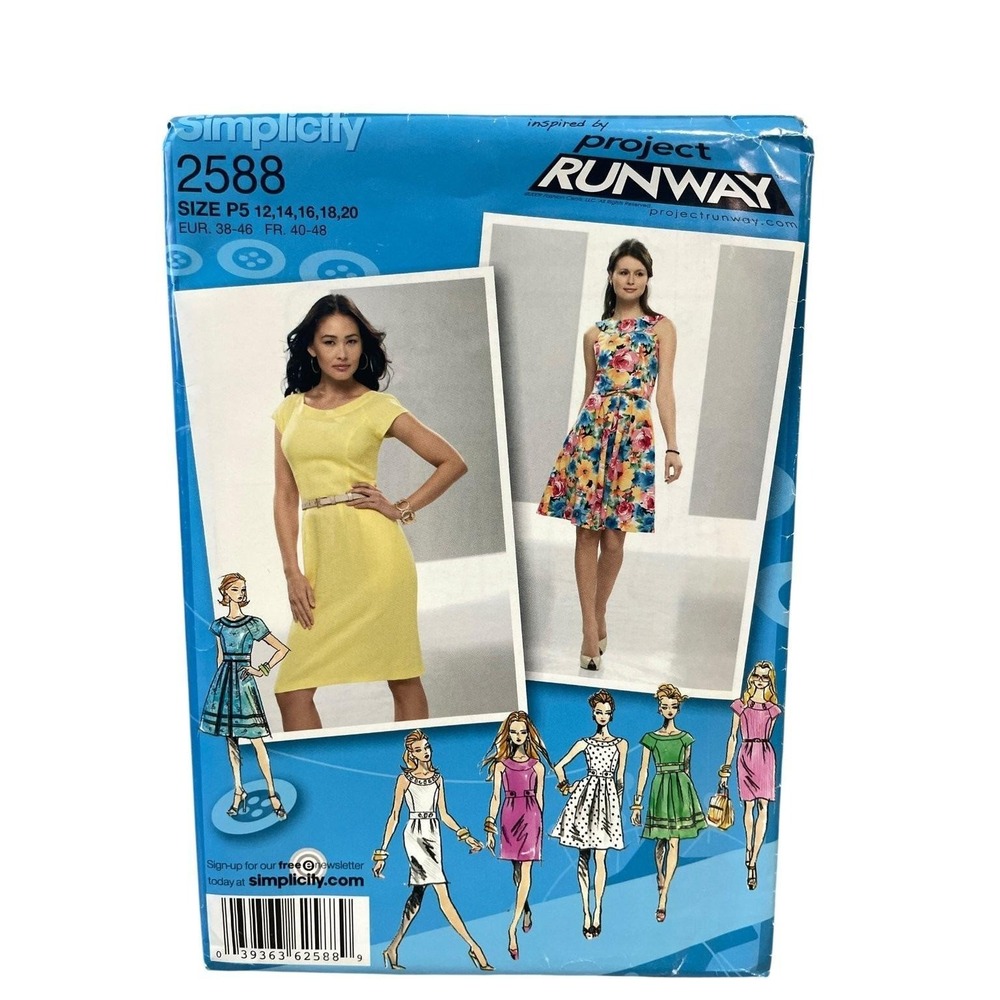 Simplicity 2588‎ Misses' Dress Pattern Size P5 12-20 Project Runway